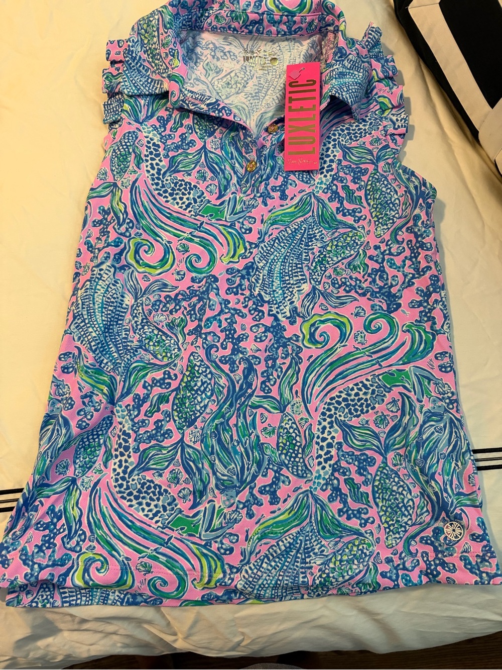 Lilly Pulitzer Pink, Blue & Green Printed Sleeveless Polo Dress